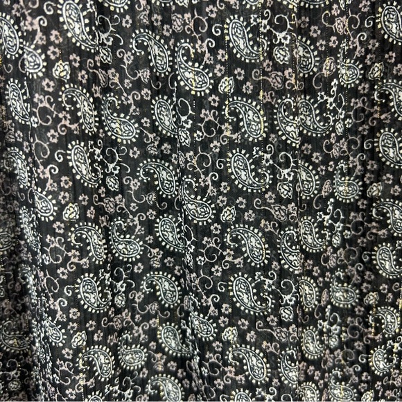 Zara Sheer Metallic Black Buttoned Long Sleeve Blouse Size XL - Picture 9 of 9